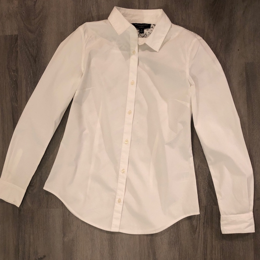 Banana Republic NEW Tailored White Lace Shirt